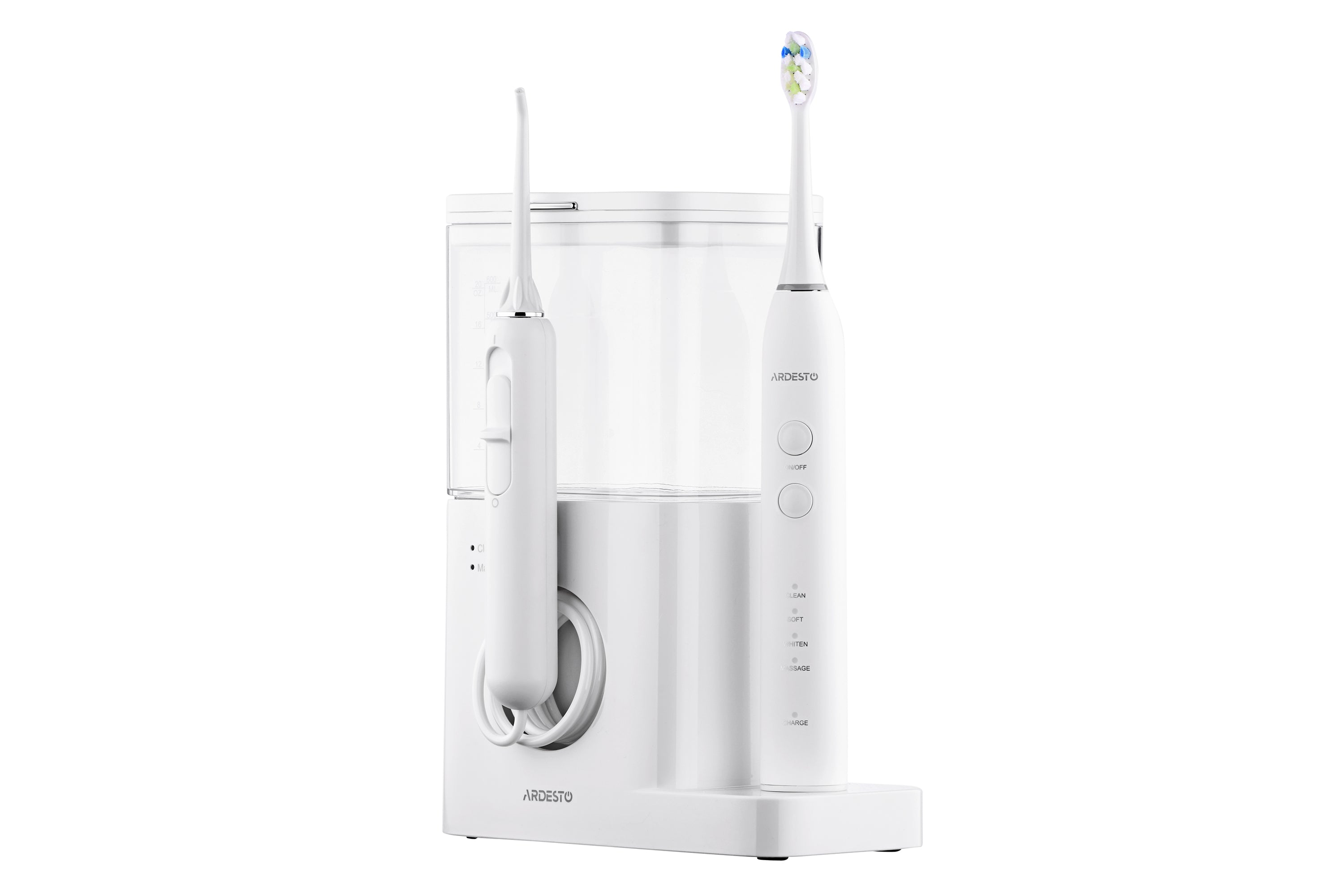ირიგატორი + ელექტრო კბილის ჯაგრისი Ardesto OI-R600WTB, Oral Irrigator 600ml + Electric Toothbrus 2 in 1 White